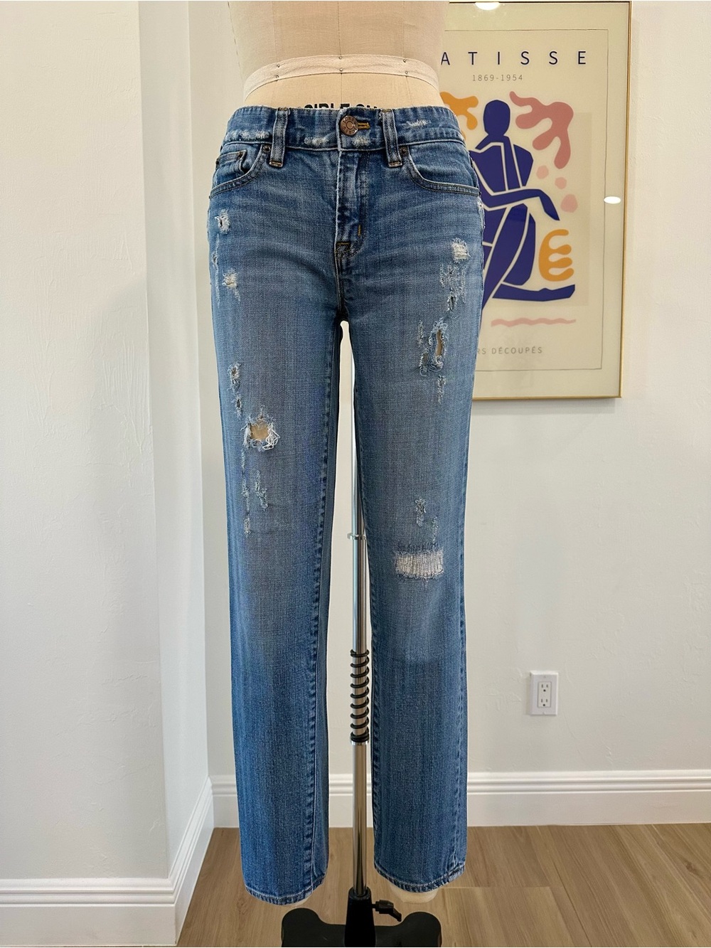 J. Crew Low Rise Straight Leg Distressed Jeans